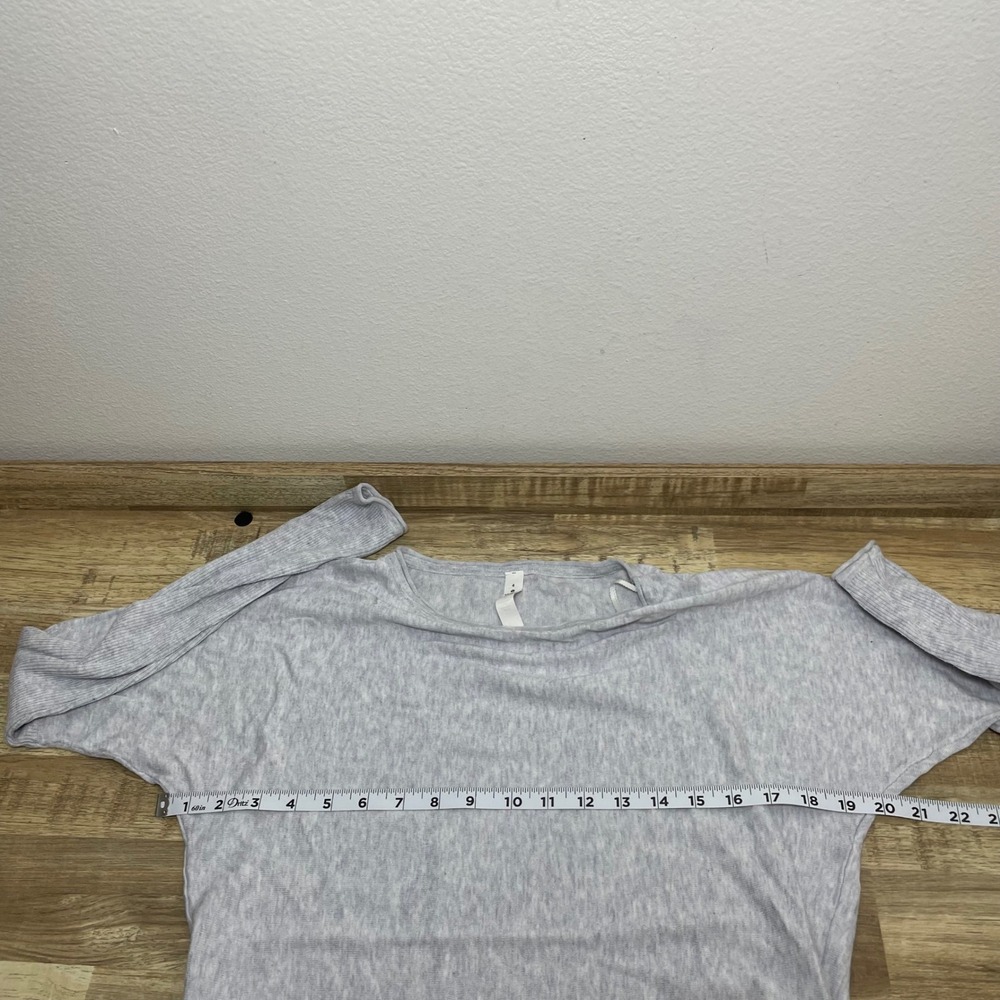 Lululemon Women's Heathered Light Grey Cotton Boat Neck Long Sleeve Top Size 4 - Picture 7 of 8
